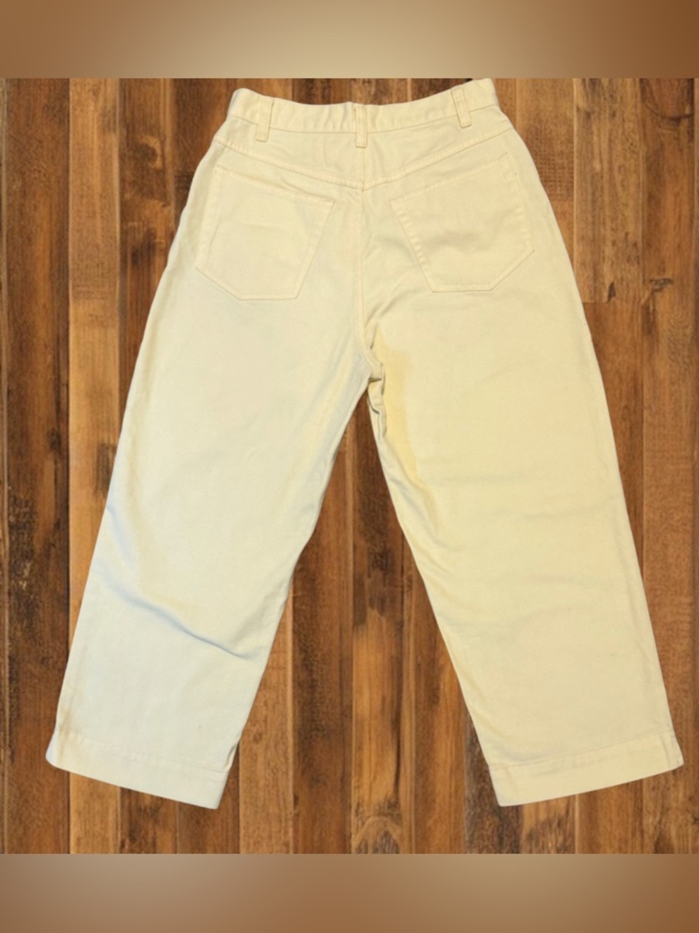 L.L. Bean Cream Cotton Cropped Pants Size 8 Utility Capri Straight Leg - Picture 3 of 8